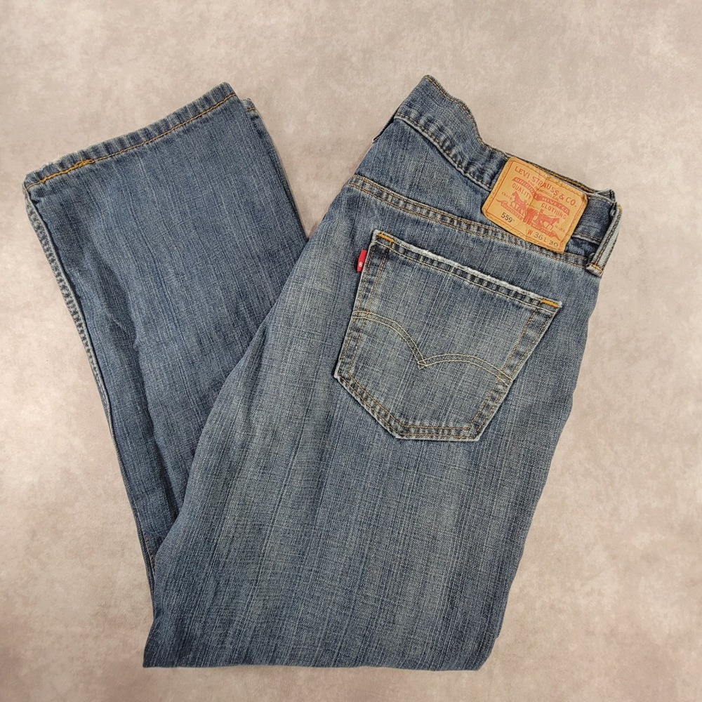 Levis 559 Relaxed Straight Jeans Mens 36x30 Medium Wash Blue Denim 100% Cotton